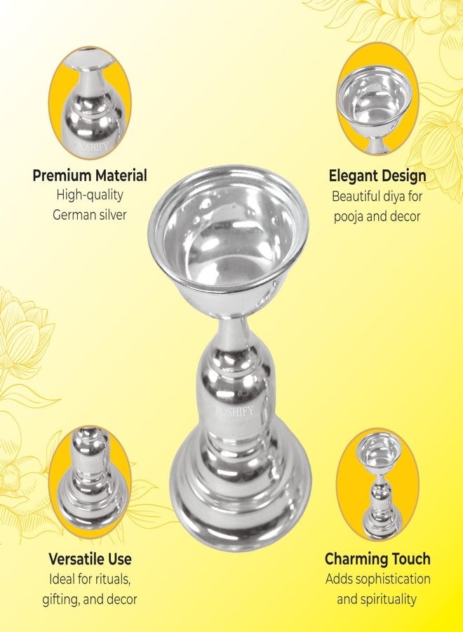POSHIFY German Silver Big Diya Set of 2,Pooja, Home Decor, Meditation, Silverware, Diwali Decorations, Diwali Gift, Wedding, Pooja Samagri, Room Decor, Luxurious Diya Set_Pack of 2 - Image 4